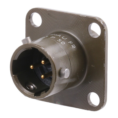 Souriau, 851 3 Way Panel Mount MIL Spec Circular Connector Receptacle, Pin Contacts,Shell Size 8, Bayonet Coupling,