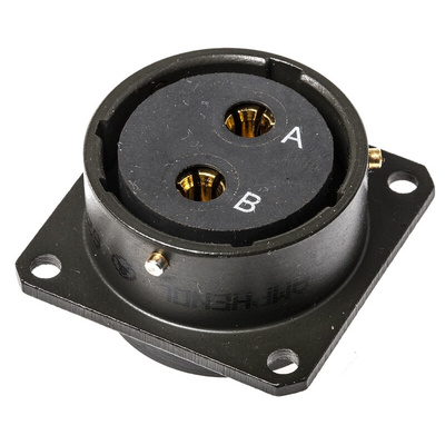 Amphenol, 62GB 2 Way Box Mount MIL Spec Circular Connector Receptacle, Socket Contacts,Shell Size 18, Bayonet Coupling,