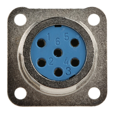 Jaeger 6 Way Panel Mount MIL Spec Circular Connector Receptacle, Socket Contacts,Shell Size 1, MIL-DTL-5015
