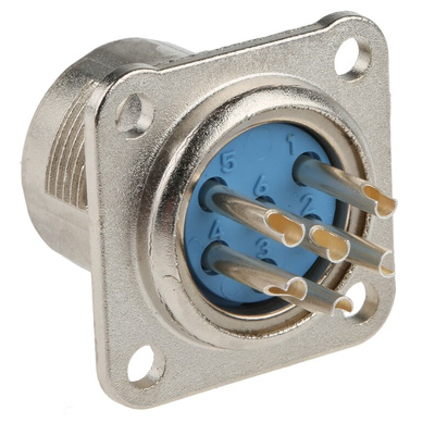 Jaeger 6 Way Panel Mount MIL Spec Circular Connector Receptacle, Socket Contacts,Shell Size 1, MIL-DTL-5015