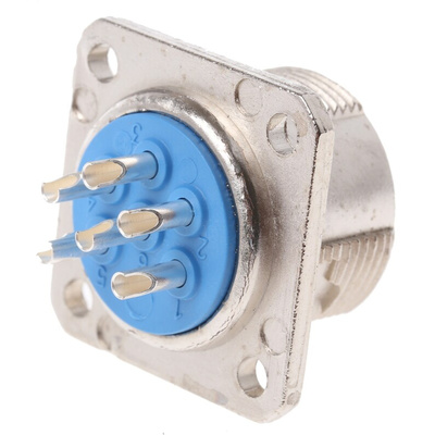 Jaeger 6 Way Panel Mount MIL Spec Circular Connector Receptacle, Pin Contacts, MIL-DTL-5015