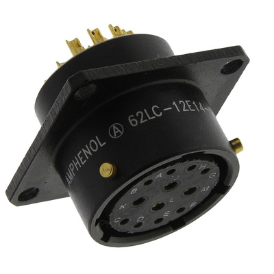 Amphenol MIL Spec Circular Connector, 12 Contacts, Panel Mount, Socket, Female, 62LC Series