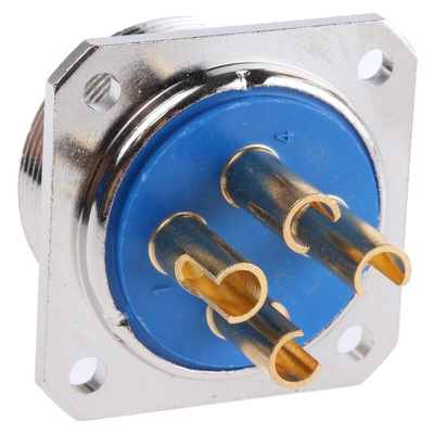 Jaeger 4 Way Panel Mount MIL Spec Circular Connector Receptacle, Pin Contacts, MIL-DTL-5015