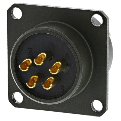 Amphenol, 62GB 5 Way Box Mount MIL Spec Circular Connector Receptacle, Socket Contacts,Shell Size 14, Bayonet Coupling,