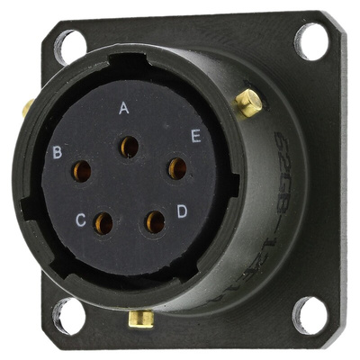 Amphenol, 62GB 5 Way Box Mount MIL Spec Circular Connector Receptacle, Socket Contacts,Shell Size 14, Bayonet Coupling,