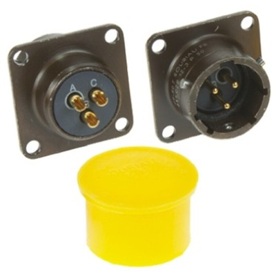 Souriau, 851 3 Way Panel Mount MIL Spec Circular Connector Receptacle, Pin Contacts,Shell Size 12, Bayonet Coupling,