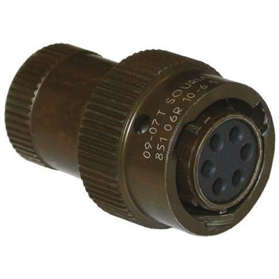 Souriau, 851 4 Way Cable Mount MIL Spec Circular Connector Plug, Pin Contacts,Shell Size 8, Bayonet Coupling,