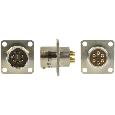 Amphenol Limited, 62GB 6 Way Box Mount MIL Spec Circular Connector Receptacle, Pin Contacts,Shell Size 10, Bayonet