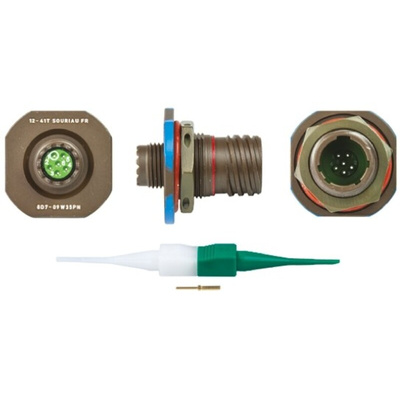 Souriau, 8D 6 Way Panel Mount MIL Spec Circular Connector Receptacle, Pin Contacts,Shell Size 09, Screw Coupling,