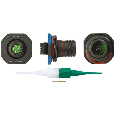 Souriau, 8D 6 Way Panel Mount MIL Spec Circular Connector Receptacle, Pin Contacts,Shell Size 09, Screw Coupling,