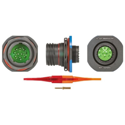 Souriau, 8D 10 Way Panel Mount MIL Spec Circular Connector Receptacle, Pin Contacts,Shell Size 13, Screw Coupling,