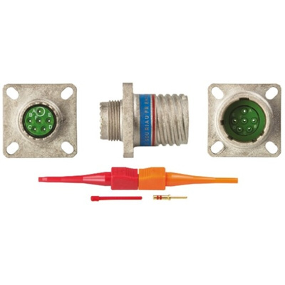 Souriau, EN3645 6 Way Panel Mount MIL Spec Circular Connector Receptacle, Pin Contacts,Shell Size 11, Screw Coupling,
