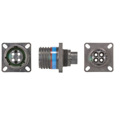 Souriau, 8D 4 Way Panel Mount MIL Spec Circular Connector Receptacle, Socket Contacts,Shell Size 13, Screw Coupling,