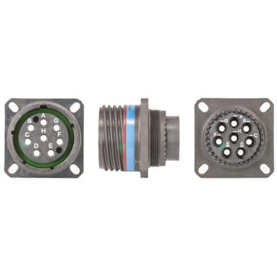 Souriau, 8D 8 Way Panel Mount MIL Spec Circular Connector Receptacle, Socket Contacts,Shell Size 19, Screw Coupling,