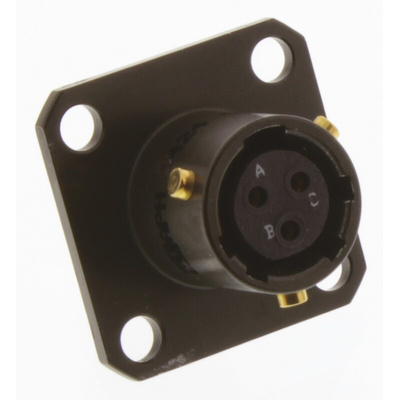 Amphenol Limited, 62GB 3 Way Flange Mount MIL Spec Circular Connector Receptacle, Socket Contacts,Shell Size 8, Bayonet