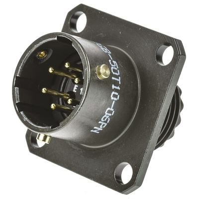 Amphenol Limited, 62GB 6 Way Flange Mount MIL Spec Circular Connector Receptacle, Pin Contacts,Shell Size 10, Bayonet