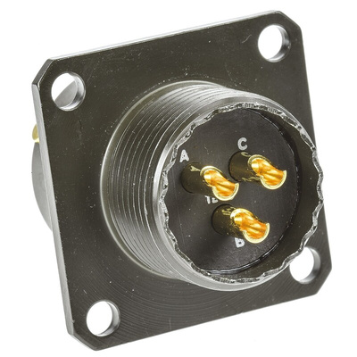 Amphenol Limited, 62GB 3 Way Flange Mount MIL Spec Circular Connector Receptacle, Pin Contacts,Shell Size 12, Bayonet