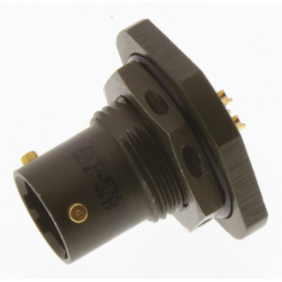 Amphenol Limited, 62GB 3 Way Panel Mount MIL Spec Circular Connector Receptacle, Pin Contacts,Shell Size 8, Bayonet