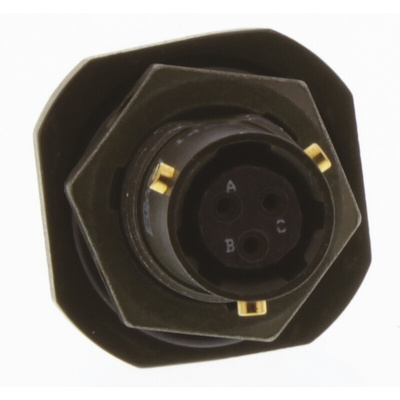 Amphenol Limited, 62GB 3 Way Panel Mount MIL Spec Circular Connector Receptacle, Socket Contacts,Shell Size 8, Bayonet