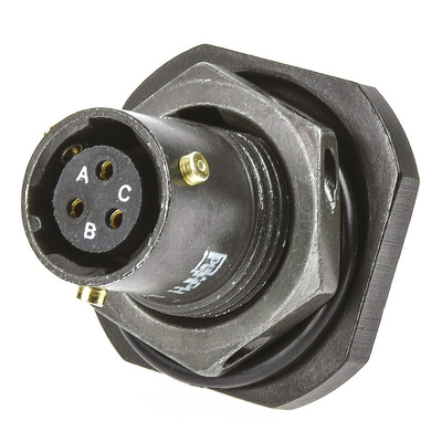 Amphenol Limited, 62GB 3 Way Panel Mount MIL Spec Circular Connector Receptacle, Socket Contacts,Shell Size 8, Bayonet
