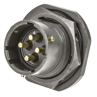 Amphenol Limited, 62GB 4 Way Panel Mount MIL Spec Circular Connector Receptacle, Pin Contacts,Shell Size 14, Bayonet