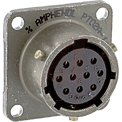 Amphenol, PT 10 Way Panel Mount MIL Spec Circular Connector Receptacle, Socket Contacts,Shell Size 12, Bayonet,