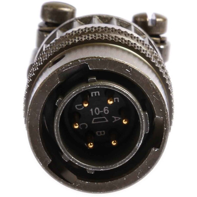 Amphenol, PT 6 Way Cable Mount MIL Spec Circular Connector Plug, Pin Contacts,Shell Size 10, Bayonet, MIL-DTL-26482