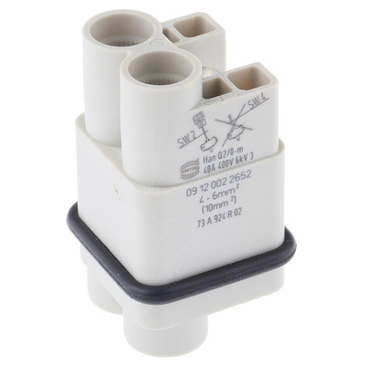 HARTING Connector Housing, 2 Way, 40A, Male, Han Q, Cable Mount, 830 V
