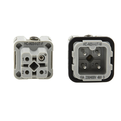 Phoenix Contact Connector Set, 3 Way, 10A, Female, Male, HC, 230 V
