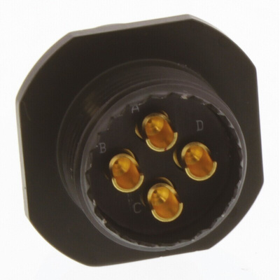 Amphenol Limited, 62GB 4 Way Cable Mount MIL Spec Circular Connector Receptacle, Pin Contacts,Shell Size 14, Bayonet
