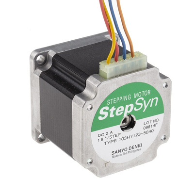 Sanyo Denki 103H7 Series Hybrid, Single Shaft Stepper Motor, 0.83Nm Torque, 24 V, 1.8°, 56 x 56mm Frame, 6.35mm Shaft