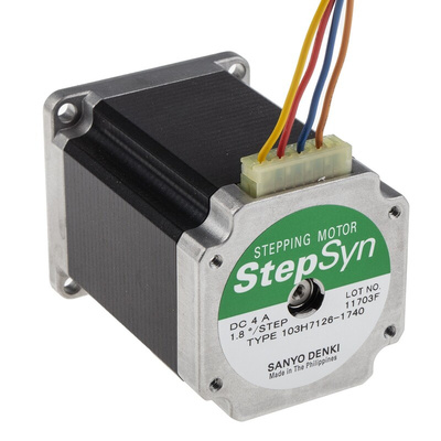 Sanyo Denki 103H7 Series Hybrid, Single Shaft Stepper Motor, 1.65Nm Torque, 24 V, 1.8°, 56 x 56mm Frame, 6.35mm Shaft