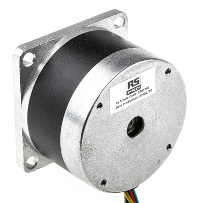 RS PRO Hybrid Stepper Motor, 12 V, 1.8°, 56.4 x 56.4mm Frame, 6.35mm Shaft