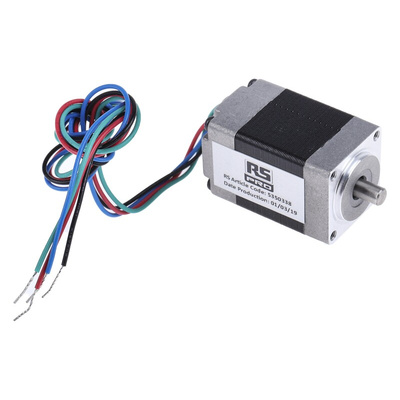 RS PRO Hybrid, Permanent Magnet Stepper Motor, 17.5mNm Torque, 3.96 V, 1.8°, 20.2 x 20.2mm Frame, 4mm Shaft