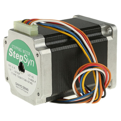 Sanyo Denki SANMOTION 103H7 Series Hybrid, Single Shaft Stepper Motor, 1.27Nm Torque, 24 V, 1.8°, 56 x 56mm Frame,