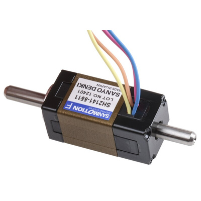 Sanyo Denki SH21 Series Hybrid, Double Shaft Stepper Motor, 6.5mNm Torque, 24 V, 1.8°, 14 x 14mm Frame, 4mm Shaft