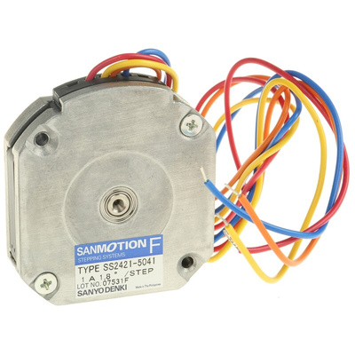 Sanyo Denki SS24 Series Hybrid, Single Shaft Stepper Motor, 83mNm Torque, 24 V, 1.8°, 42 x 42mm Frame, 5mm Shaft