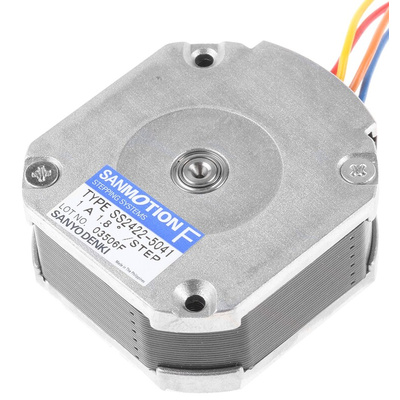 Sanyo Denki SS24 Series Hybrid, Single Shaft Stepper Motor, 18.6mNm Torque, 24 V, 1.8°, 42 x 42mm Frame, 5mm Shaft