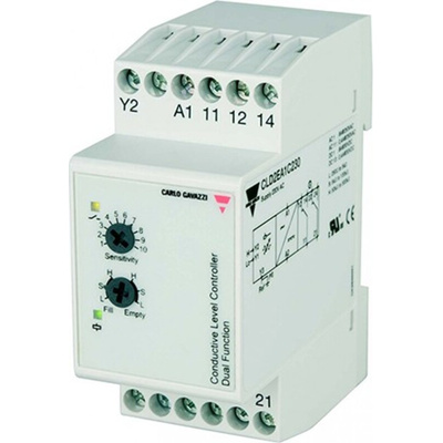 Carlo Gavazzi Conductive Level Sensor, DPDT Relay Output, DIN Rail, ABS Body