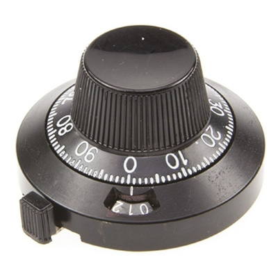 Vishay Potentiometer Knob, Dial Type, 46mm Knob Diameter, Black, 6.35mm Shaft