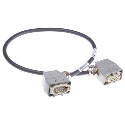 Harting Cable Assembly, 10 Way, 7A, Female to Male, Han E, 600 V