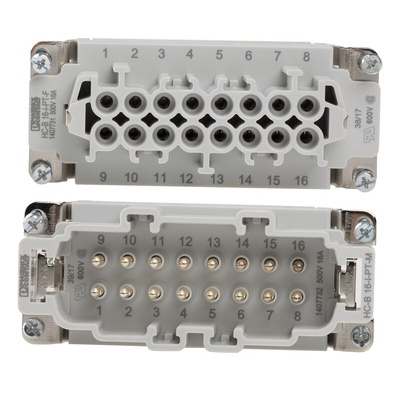Phoenix Contact Connector Set, 16 Way, 16A, Female, Male, HC, 500 V