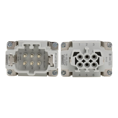 Phoenix Contact Connector Set, 6 Way, 16A, Female, Male, HC, 500 V