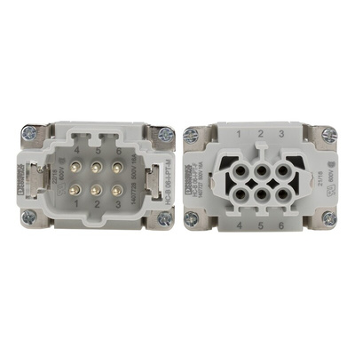 Phoenix Contact Connector Set, 6 Way, 16A, Female, Male, HC, 500 V