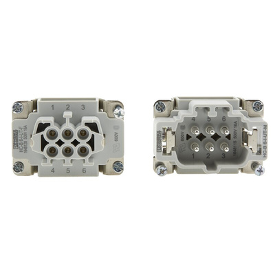 Phoenix Contact Connector Set, 6 Way, 16A, Female, Male, HC, 500 V