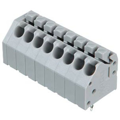 Wago 250 Series PCB Terminal Strip, 8-Pole, Female, 8-Way, PCB Mount, 10 (CSA) A, 5 (UL) A, 8 (IEC/EN 60664-1) A