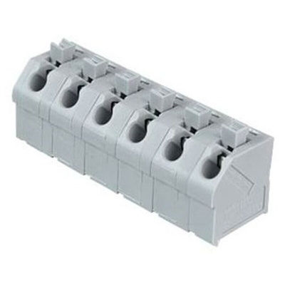 Wago 250 Series PCB Terminal Strip, 6-Pole, Female, 6-Way, PCB Mount, 10 (CSA) A, 17.5 (IEC/EN 60664-1) A, 2 (UL) A