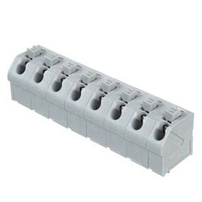 Wago 250 Series PCB Terminal Strip, 8-Pole, Female, 8-Way, PCB Mount, 10 (CSA) A, 17.5 (IEC/EN 60664-1) A, 2 (UL) A
