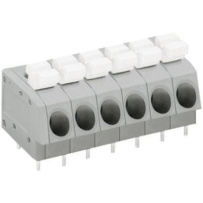Wago 804 Series PCB Terminal Strip, 6-Pole, Female, 6-Way, PCB Mount, 10 (UL/CSA) A, 24 (IEC/EN 60664-1) A