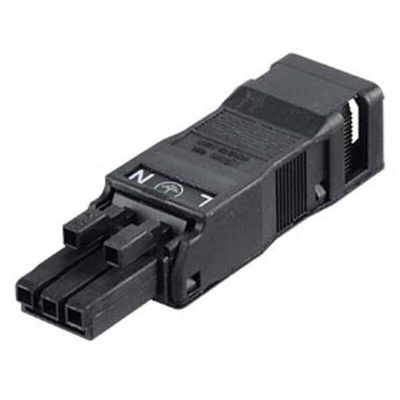 Wago 890 Series WINSTA MINI Socket, 3-Pole, Female, 3-Way, Cable Mount, 16A, IP40